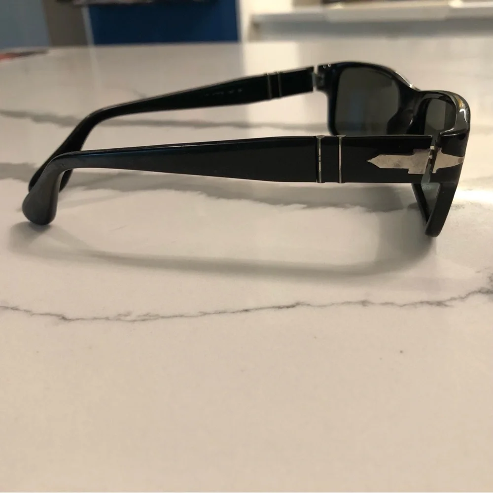Persol Black Rectangular Sunglasses with Case